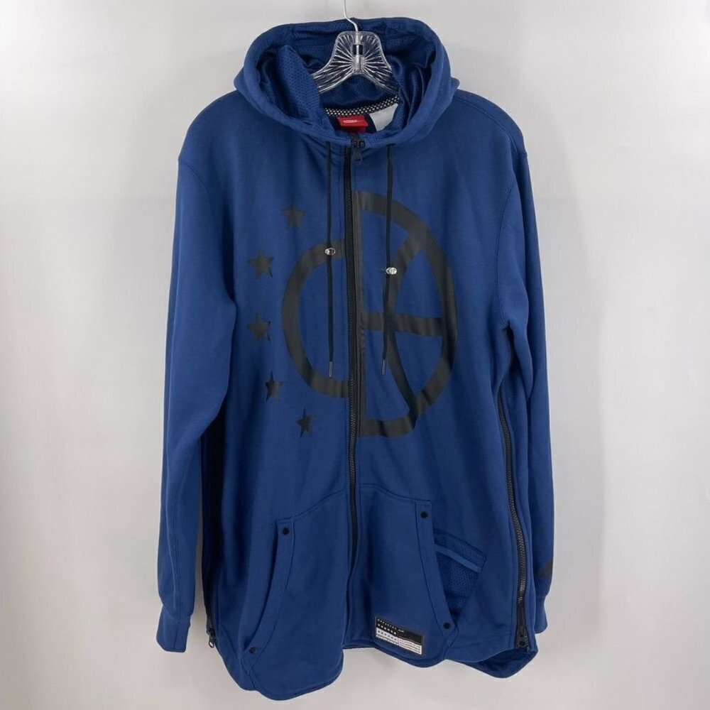 Nike Size L Blue Black Full Zip Hooded Graphic Jacket
